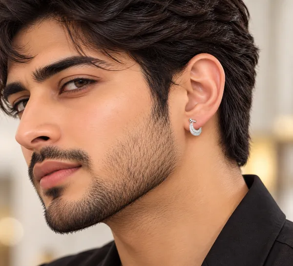 Silver_925_Cubic_Zirconia_Hoop_Earrings_For_Men