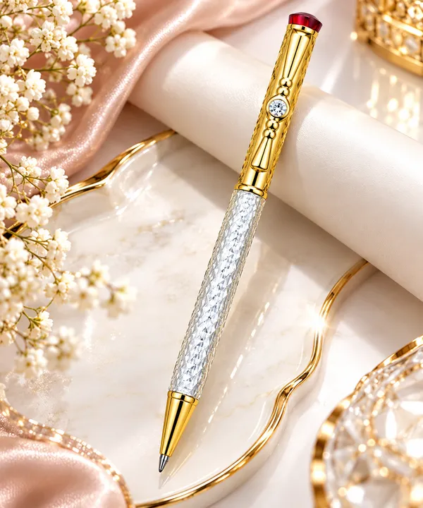 Gold_And_Crystal_Facet_Ballpoint_Pen