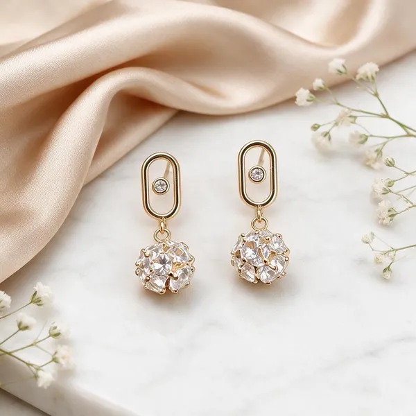 Gold_Stainless_Steel_Cluster_Drop_Earrings_For_Women