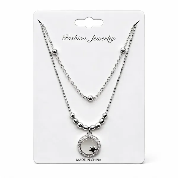 Silver_Stainless_Steel_Layered_Pendant_Necklace_For_Women