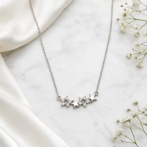 Silver_Stainless_Steel_Star_Charm_Necklace_For_Women