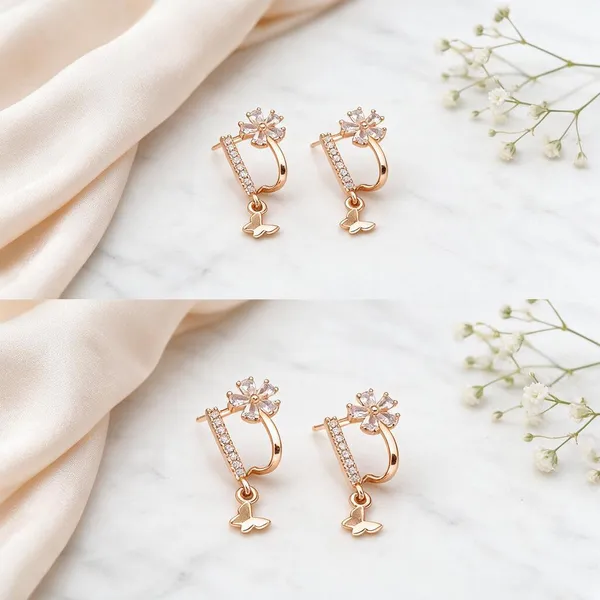 Rose_Gold_Stainless_Steel_Floral_Butti_Drop_Earrings_For_Women