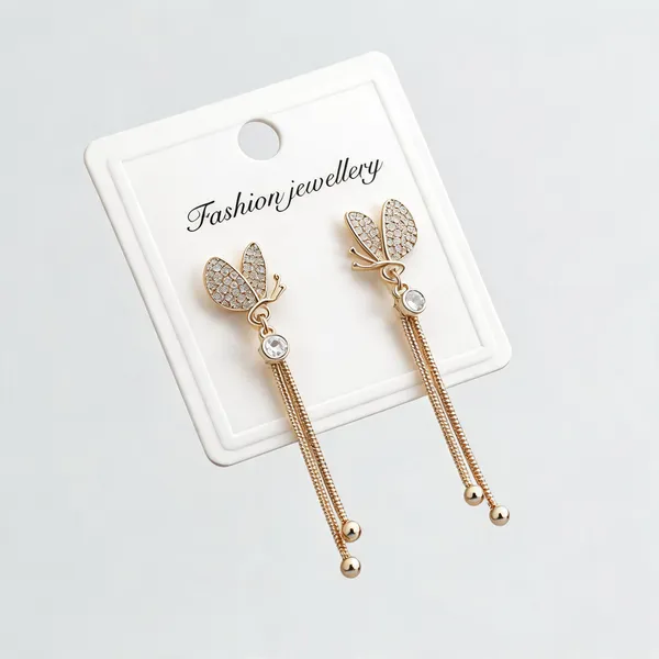 Gold_Stainless_Steel_Butterfly_Chain_Drop_Earrings_For_Women