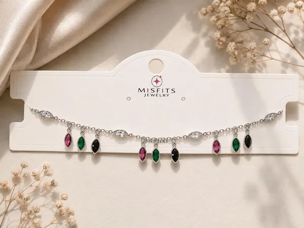 Silver_Stainless_Steel_Multicolour_Marquise_Charm_Necklace_For_Women