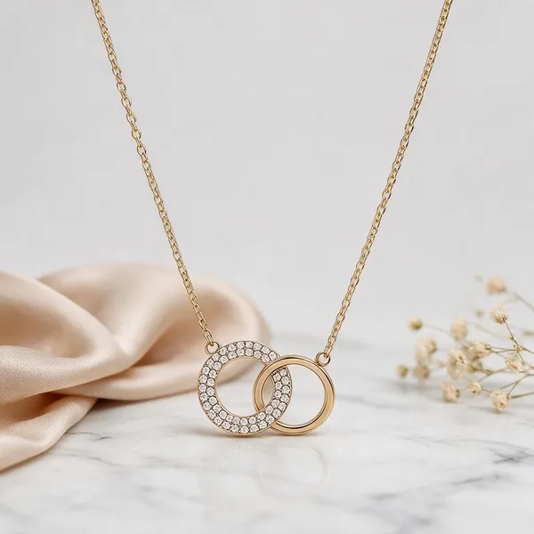 Gold_Stainless_Steel_Interlocking_Ring_Pendant_Necklace_For_Women