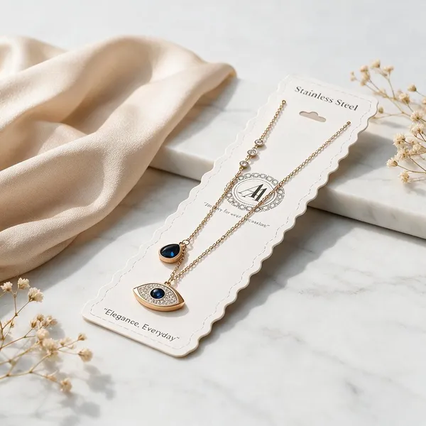 Gold_Stainless_Steel_Blue_Teardrop_Layered_Pendant_Necklace_For_Women