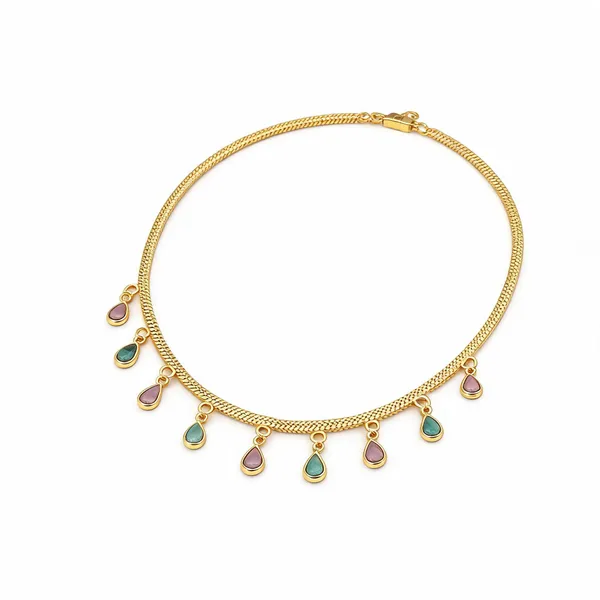 Gold_Brass_Teardrop_Charm_Necklace_For_Women