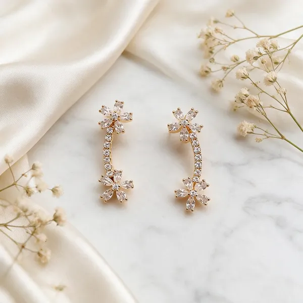 Gold_Stainless_Steel_Floral_Stone_Drop_Earrings_For_Women