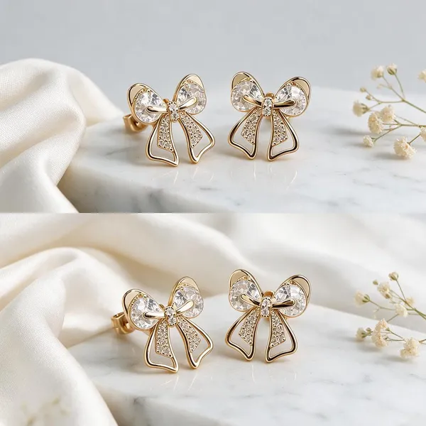Gold_Stainless_Steel_Bow_Drop_Earrings_For_Women