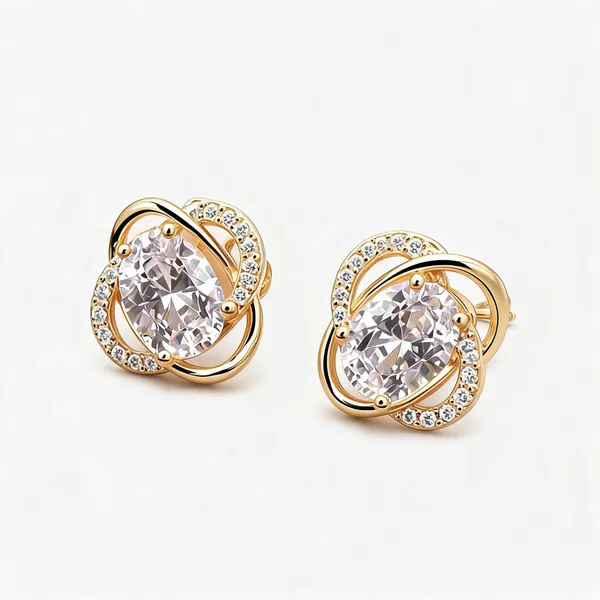Gold_Stainless_Steel_Centre_Stone_Loop_Stud_Earrings_For_Women