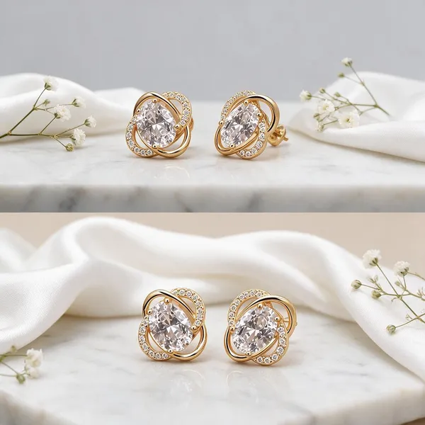 Gold_Stainless_Steel_Centre_Stone_Loop_Stud_Earrings_For_Women