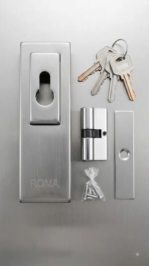 Silver_Stainless_Steel_Chrome_Finish_Door_Lock_Set_With_Keys