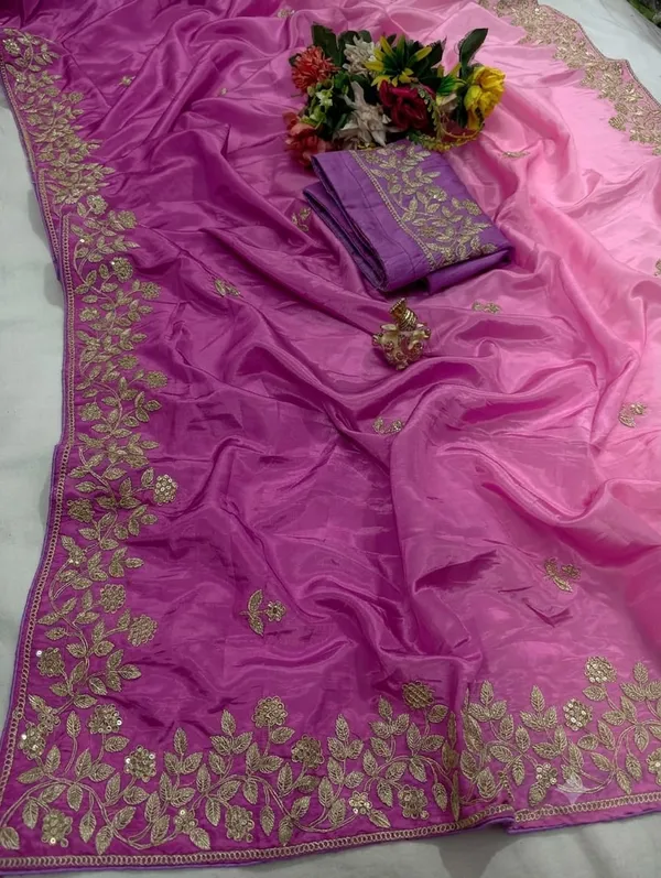 Pink_Embroidered_Saree_With_Blouse_Piece_For_Women