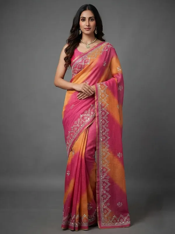 Pink_Woven_Embroidered_Saree_With_Blouse_Piece_for_Women