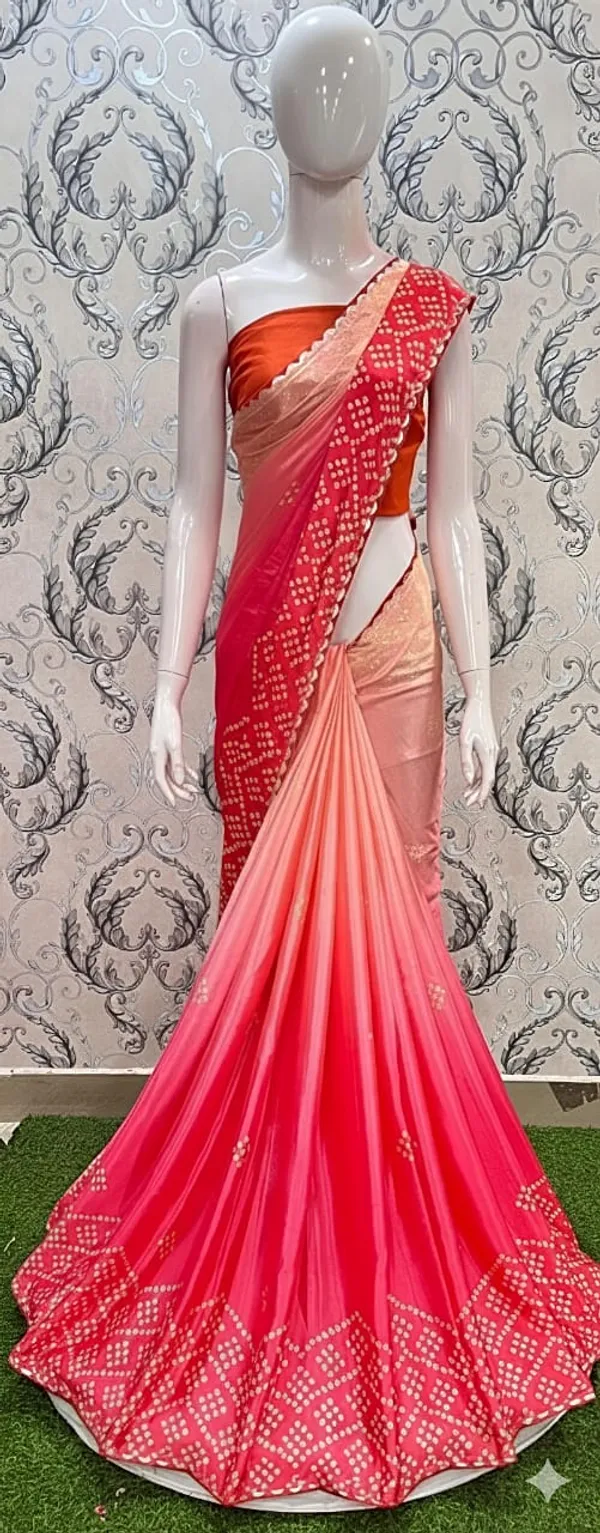 Red_Bandhani_Style_Printed_Saree_With_Blouse_Piece_For_Women