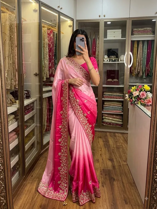 Pink_Floral_Embroidered_Saree_With_Blouse_Piece_For_Women