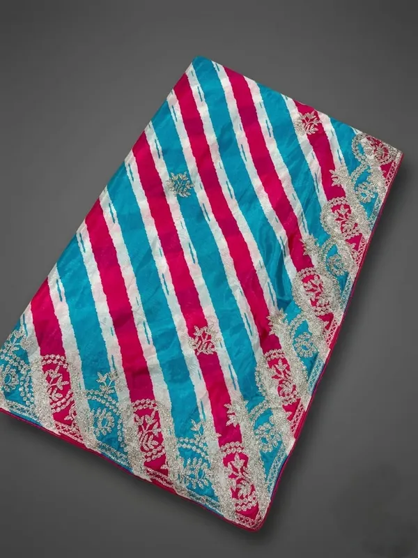 Multicolor_Striped_Printed_Saree_With_Blouse_Piece_For_Women