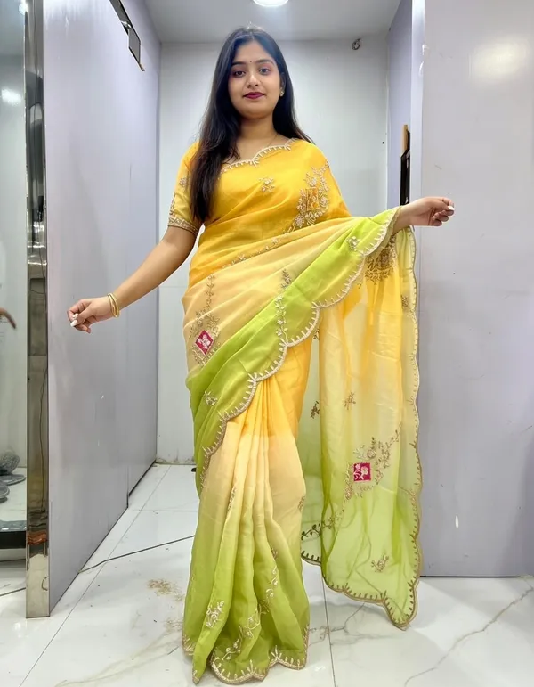 Yellow_Embroidered_Saree_With_Blouse_Piece_For_Women