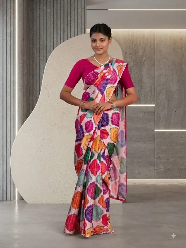 Fabric_Traditional_Multicolor_Saree_With_Blouse_Piece