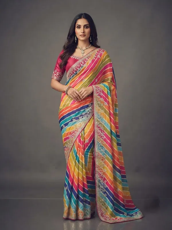Multicolor_Printed_Saree_With_Blouse_Piece_For_Women