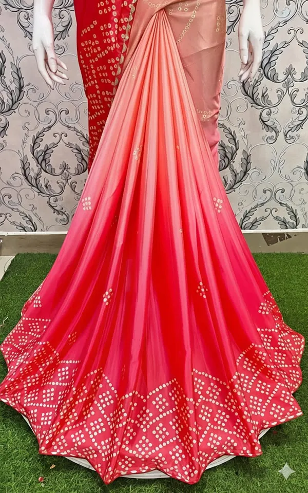Red_Bandhani_Style_Printed_Saree_With_Blouse_Piece_For_Women