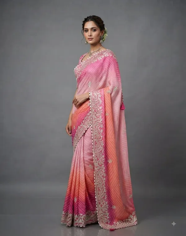 Pink_Ombre_Embroidered_Saree_With_Blouse_Piece_For_Women