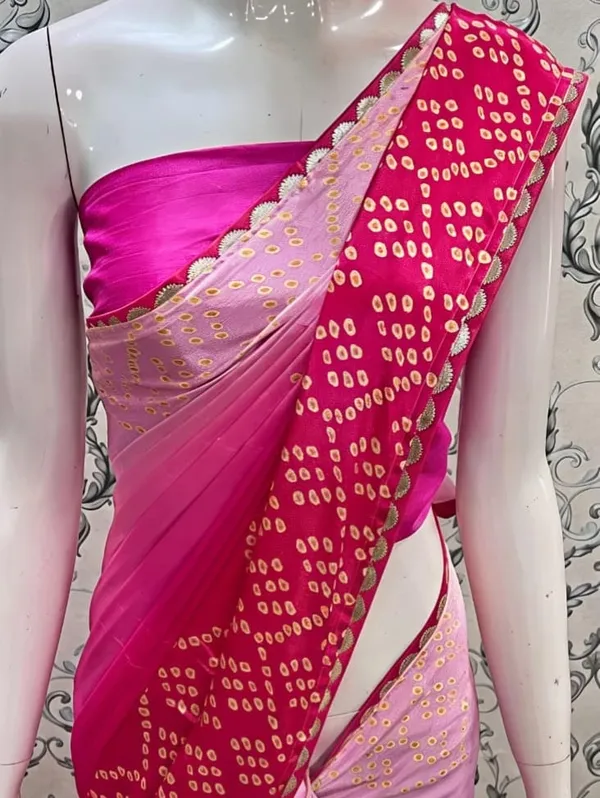 Pink_Bandhani_Print_Saree_With_Blouse_Piece_For_Women