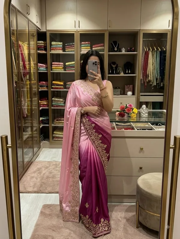 Pink_Embroidered_Saree_With_Blouse_Piece_For_Women