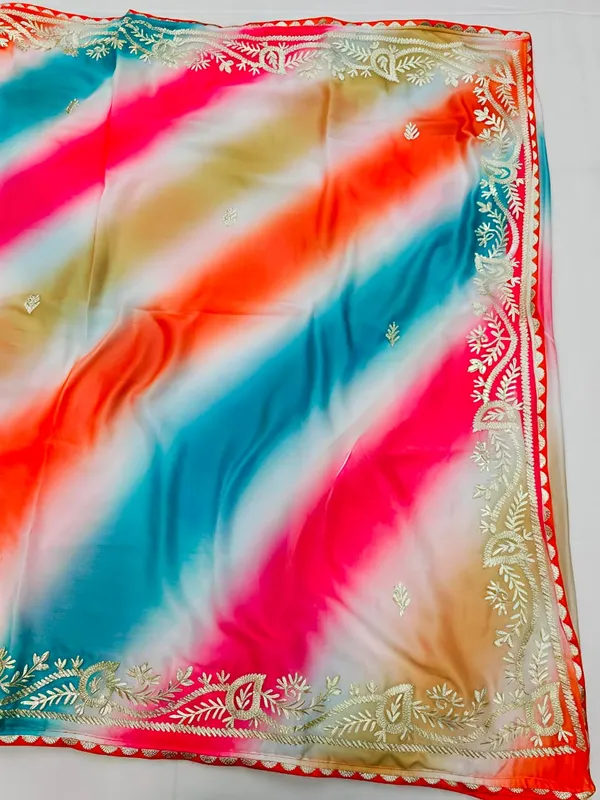 Multicolor_Embroidered_Saree_With_Blouse_Piece_For_Women