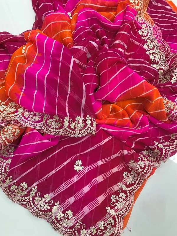 Multicolour_Embroidered_Saree_With_Blouse_Piece_For_Women