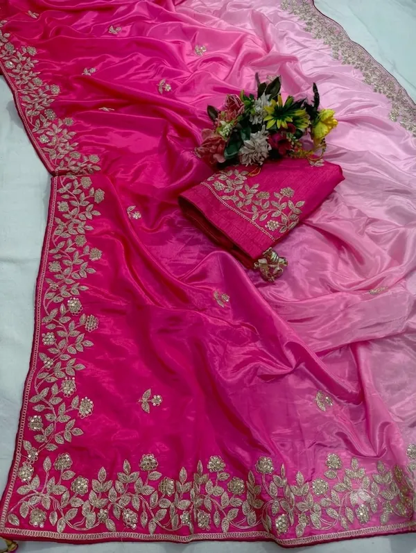 Pink_Floral_Embroidered_Saree_With_Blouse_Piece_For_Women