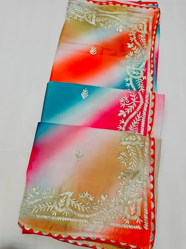 Multicolor_Embroidered_Saree_With_Blouse_Piece_For_Women