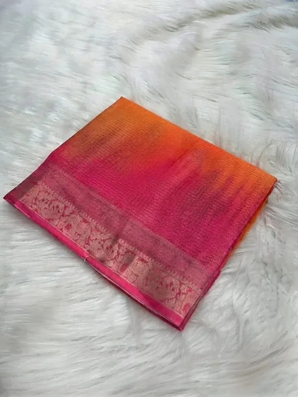 Red_Orange_Woven_Saree_With_Blouse_Piece_for_Women