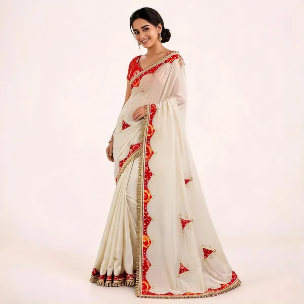 Red_Tissue_Printed_Saree_With_Blouse_Piece_For_Women