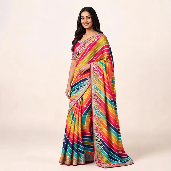 Multicolor_Printed_Saree_With_Blouse_Piece_For_Women