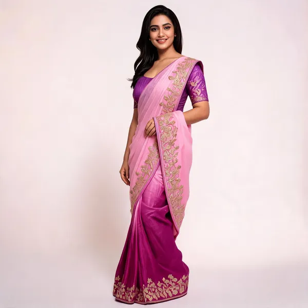 Pink_Embroidered_Saree_With_Blouse_Piece_For_Women
