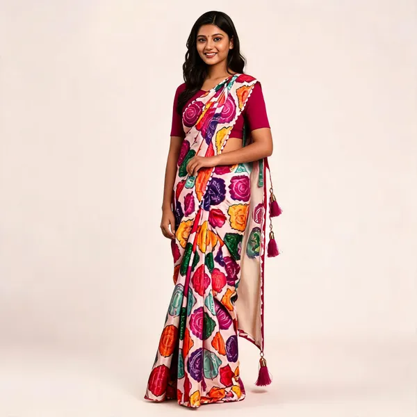 Fabric_Traditional_Multicolor_Saree_With_Blouse_Piece