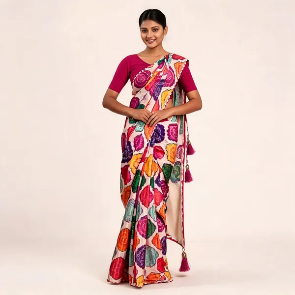 Fabric_Traditional_Multicolor_Saree_With_Blouse_Piece