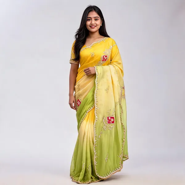 Yellow_Embroidered_Saree_With_Blouse_Piece_For_Women