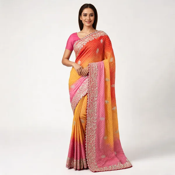 Multicolor_Embroidered_Ethnic_Saree_With_Blouse_Piece_For_Women
