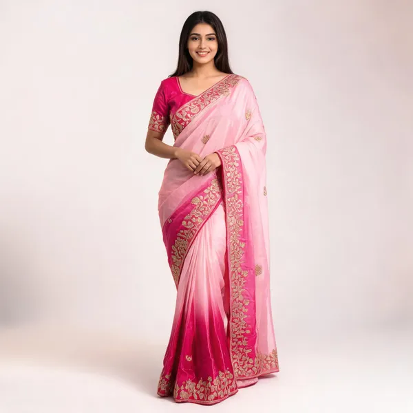 Pink_Floral_Embroidered_Saree_With_Blouse_Piece_For_Women