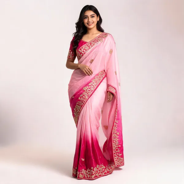 Pink_Floral_Embroidered_Saree_With_Blouse_Piece_For_Women