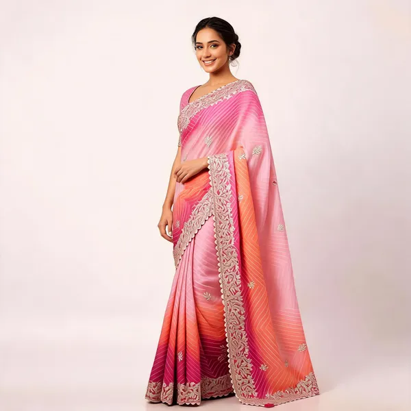 Pink_Ombre_Embroidered_Saree_With_Blouse_Piece_For_Women
