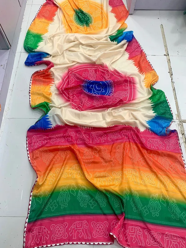 Multicolor_Traditional_Print_Saree_With_Blouse_Piece_For_Women