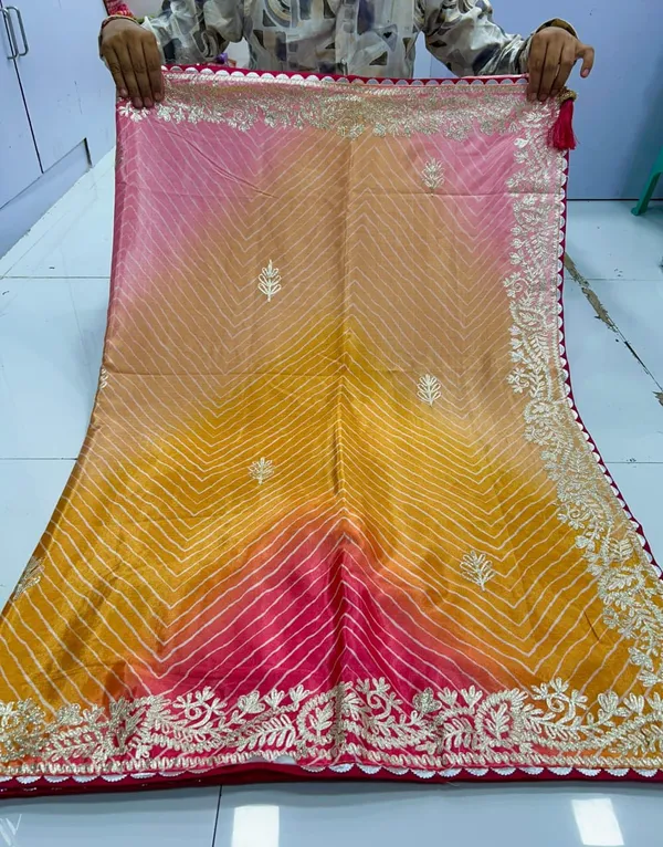Pink_And_Yellow_Embroidered_Saree_With_Blouse_Piece_For_Women