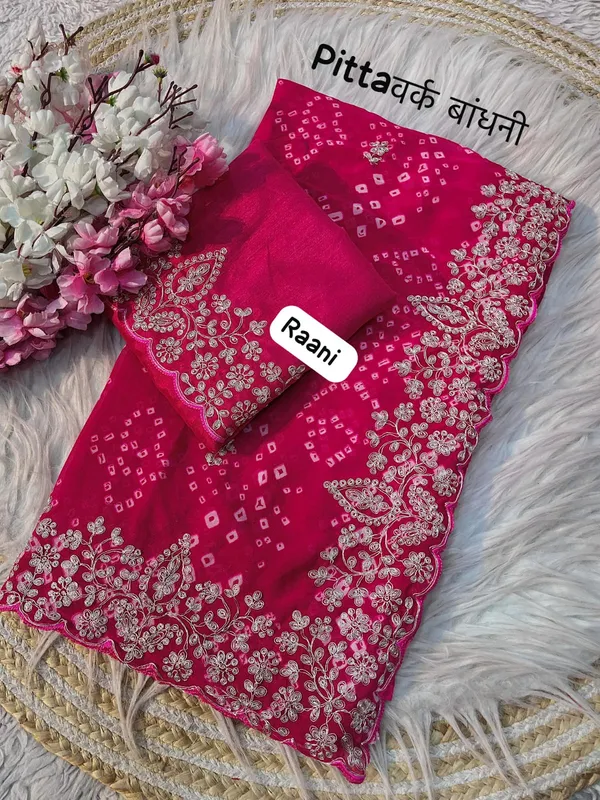 Pink_Bandhani_Embroidered_Saree_With_Blouse_Piece_for_Women