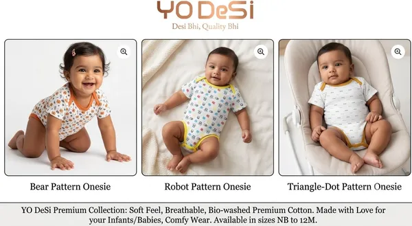 YO_Desi_Romper_For_Baby_Boys_Animal_Print,_Geometric_Print_Pure_Cotton_(Multicolor,_Pack_of_3)