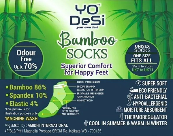 YO_Desi_Bamboo_Socks,_Odour_Free,_Moisture_wicking,_Unisex_Men_&_Women_Solid_Ankle_Length_(Pack_of_3)