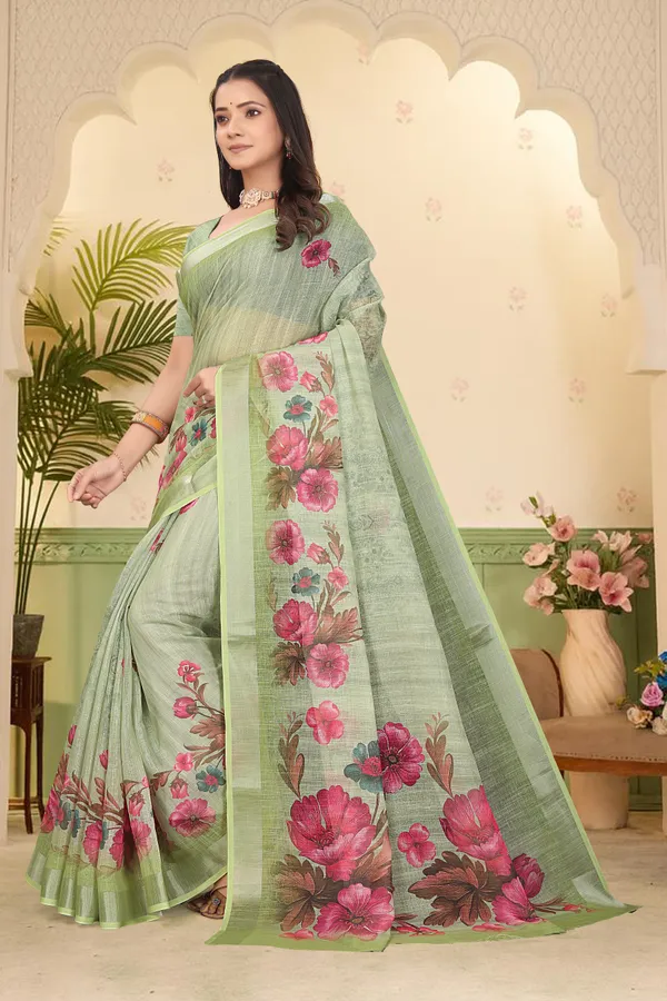 Mustard_Cotton_Linen_Digital_Print_Saree_For_Women