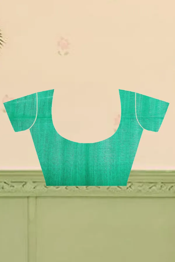 Green_Cotton_Linen_Digital_Print_Saree_For_Women
